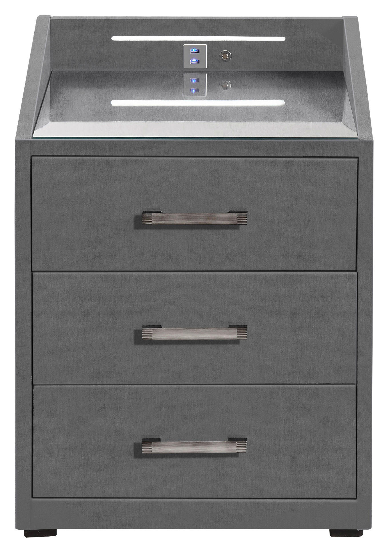 NACHTSCHRANK 47/61/46 cm  - Anthrazit/Silberfarben, Basics, Holzwerkstoff/Kunststoff (47/61/46cm) - Esposa