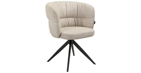 ARMLEHNSTUHL in Eisen Chenille - Beige/Schwarz, Design, Textil/Metall (63,5/81,5/61cm) - Novel