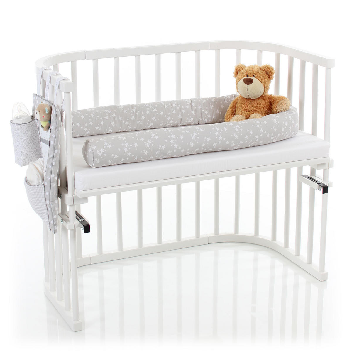 Nestchenschlange Piqué BABYBAY   9/180 cm  - Weiß/Grau, Basics, Textil (9/180cm) - Babybay