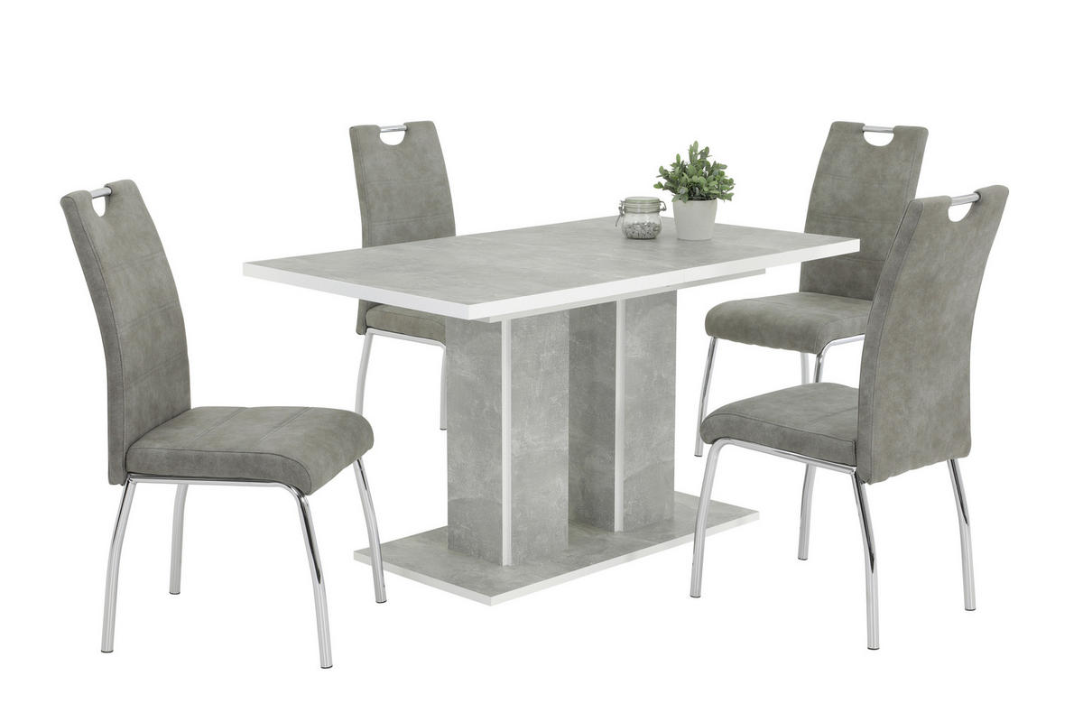 STUHL-SET 4 Stück  in Stahl Mikrofaser Metall, Textil  - Chromfarben/Grau, MODERN, Textil/Metall (44/98/61cm) - MID.YOU