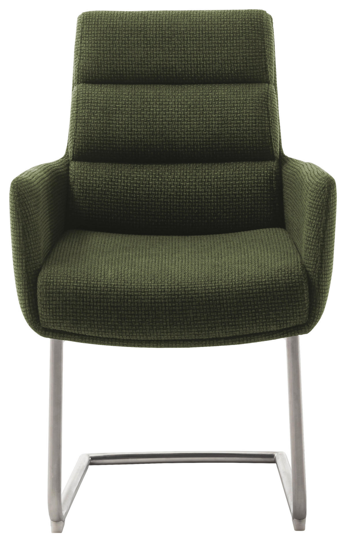 ARMLEHNSTUHL  in Edelstahl Webstoff  - Edelstahlfarben/Olivgrün, Design, Textil/Metall (61/90/64cm) - Dieter Knoll
