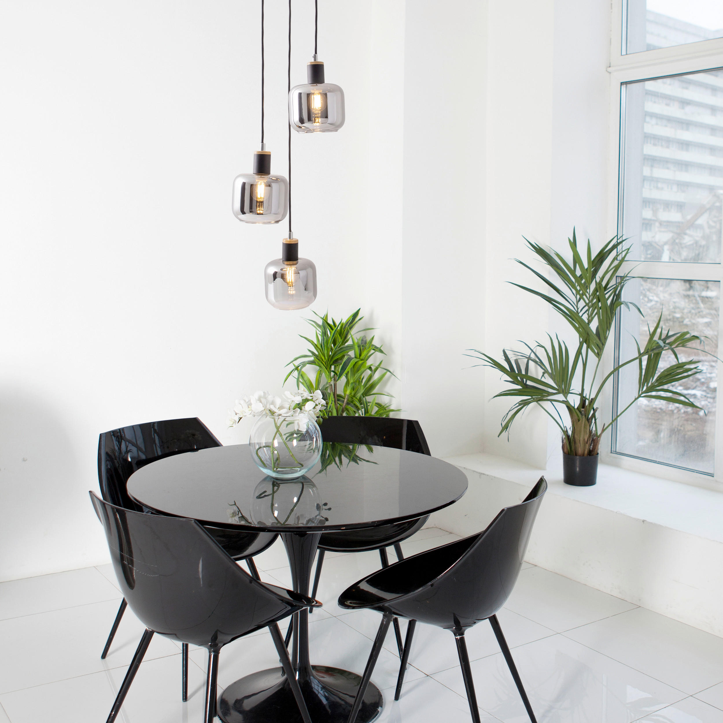 HÄNGELEUCHTE FUMOSO 20/120 cm   - Schwarz, Design, Glas/Metall (20/120cm) - Näve