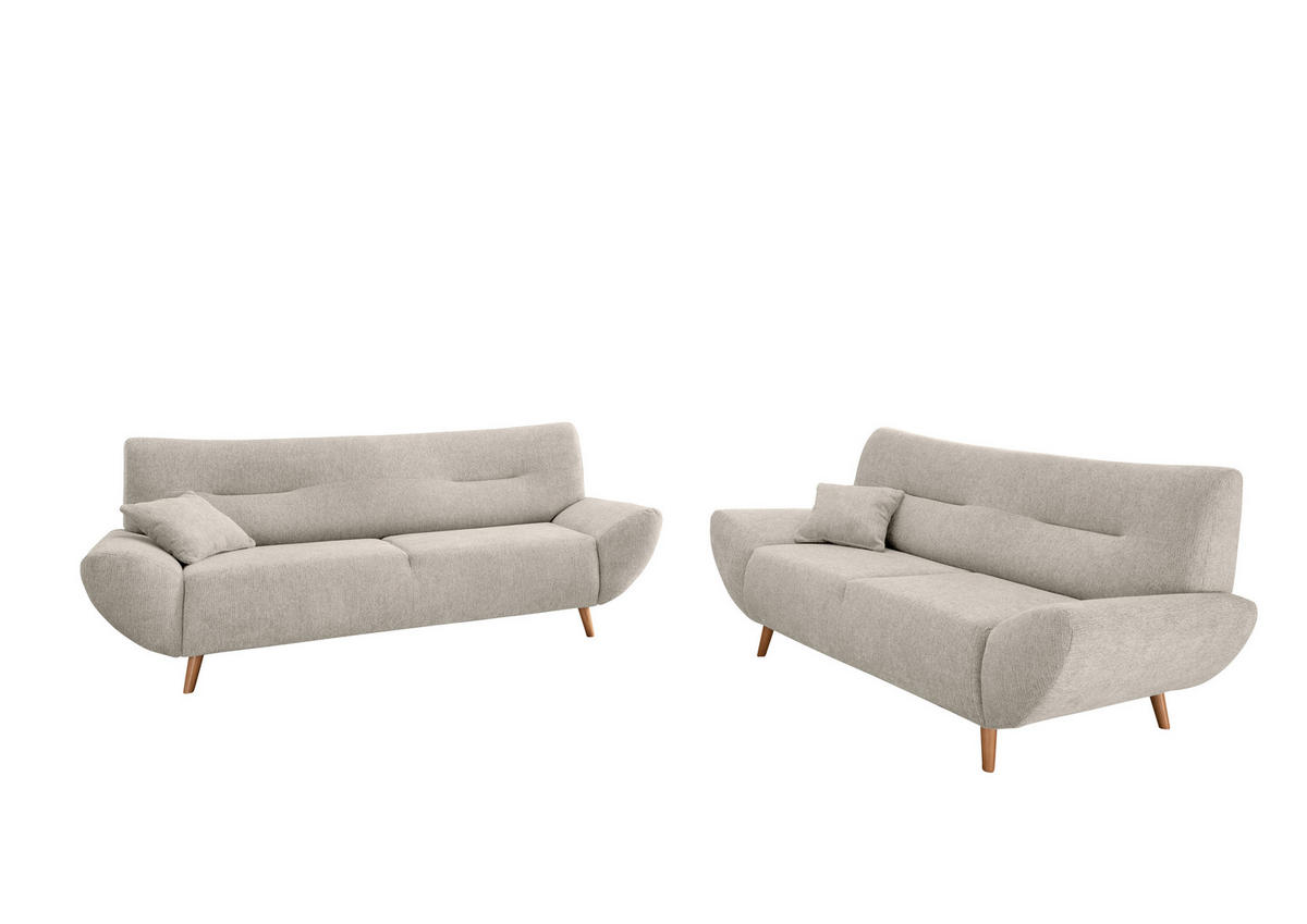 2-SITZER-SOFA Chenille Beige  - Wildeiche/Beige, MODERN, Holz/Textil (173/81/90cm) - MID.YOU