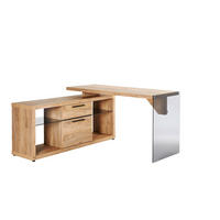 PISAĆI STOL KUTNI  boje hrasta  staklo, drvni materijal  - boje hrasta/crna, Design, staklo/drvni materijal (141,8/140/74cm)