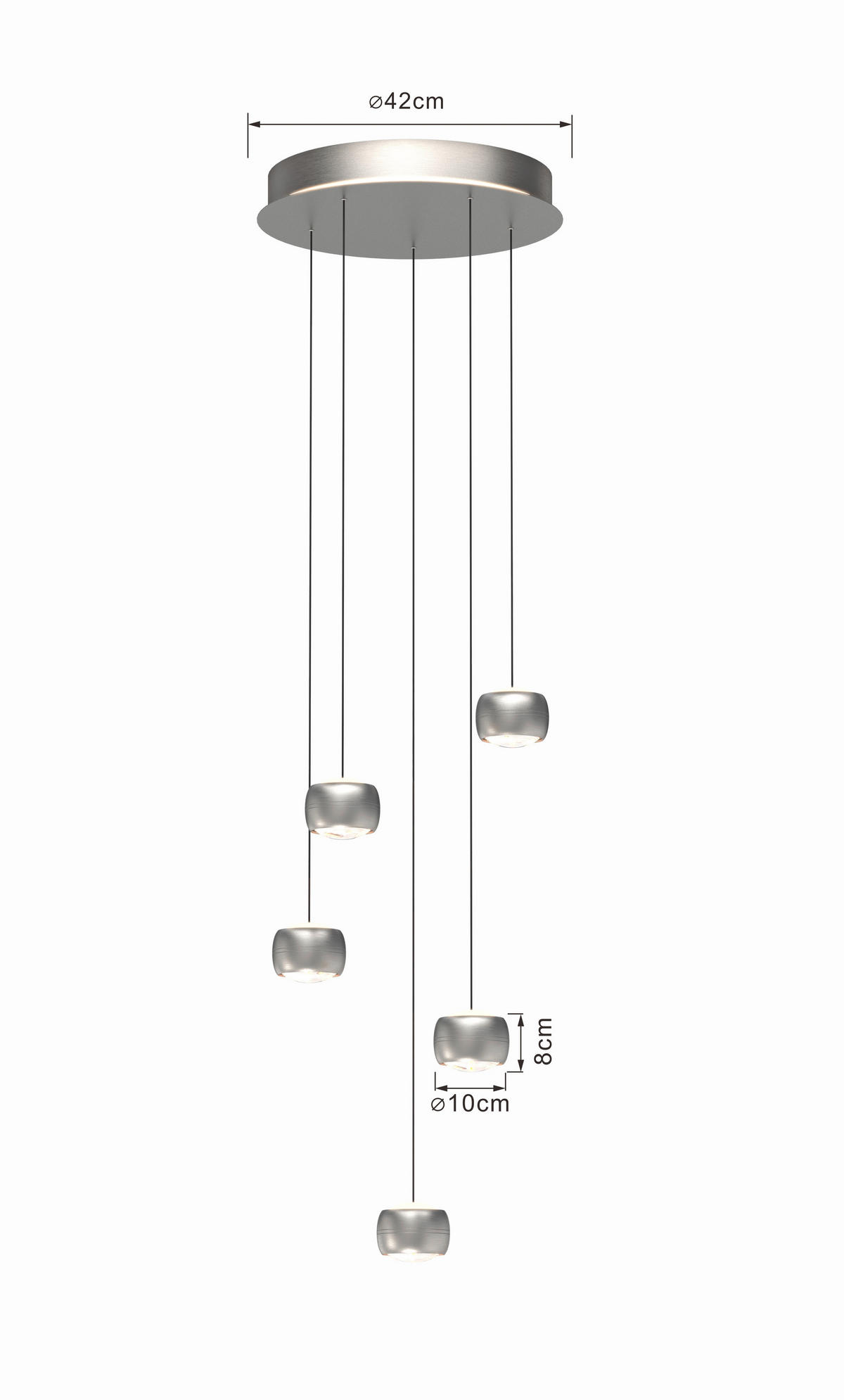 LED-HÄNGELEUCHTE 42/180 cm  - Nickelfarben, Design, Metall (42/180cm)