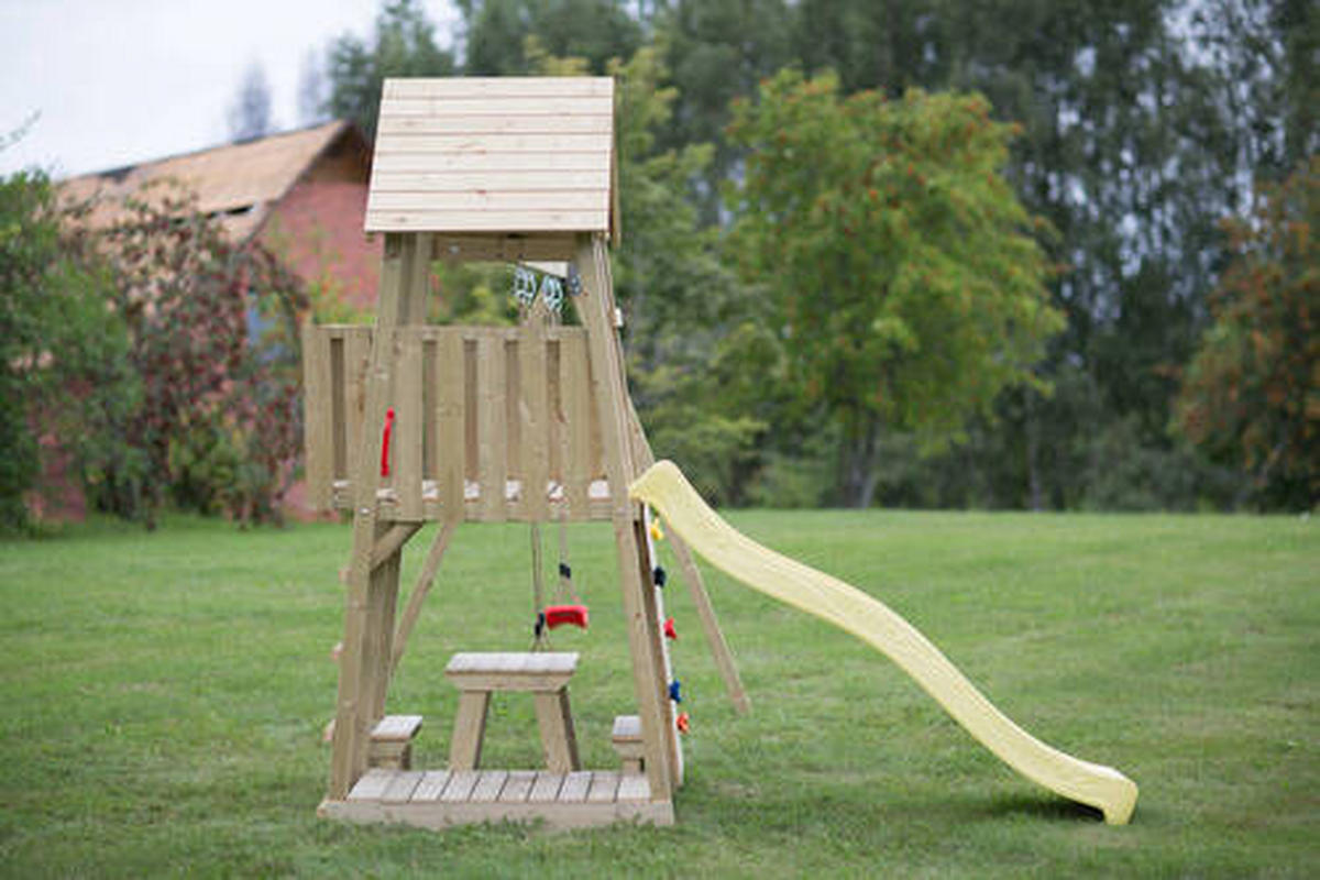 SPIELTURM 340/270/280 cm  - Gelb/Naturfarben, KONVENTIONELL, Holz (340/270/280cm) - Ambia Garden