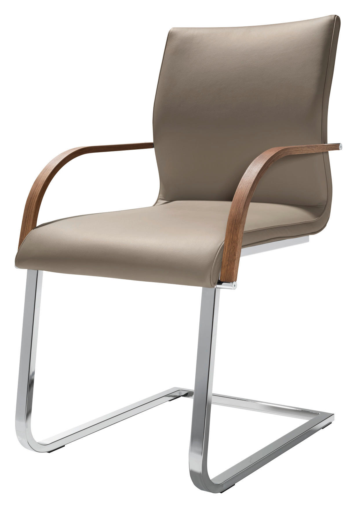 ARMLEHNSTUHL  in Stahl Echtleder pigmentiert  - Taupe/Edelstahlfarben, Design, Leder/Holz (53/93/62cm) - Team 7