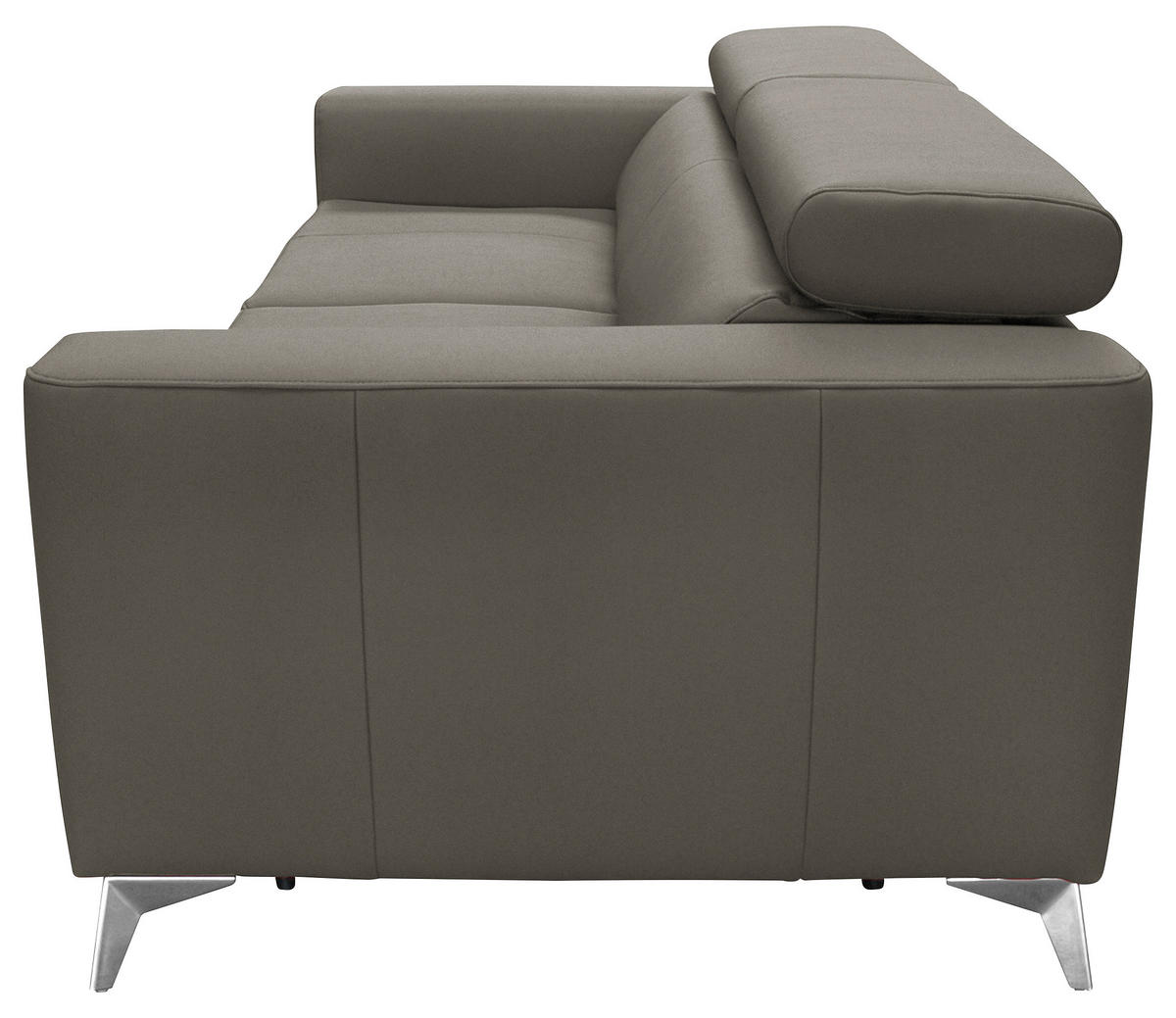 SCHLAFSOFA Schlammfarben Echtleder Lederlook  - Schlammfarben/Silberfarben, Design, Leder/Textil (206/95/101cm) - Livetastic