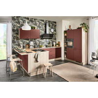 ECKKÜCHE  in Rot  - Rot/Schwarz, Design, Holzwerkstoff/Metall (192/280/150cm) - Xora