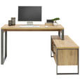 ECKSCHREIBTISCH 147/120/76 cm  in Anthrazit, Eichefarben  - Eichefarben/Anthrazit, MODERN, Holzwerkstoff/Metall (147/120/76cm) - Novel