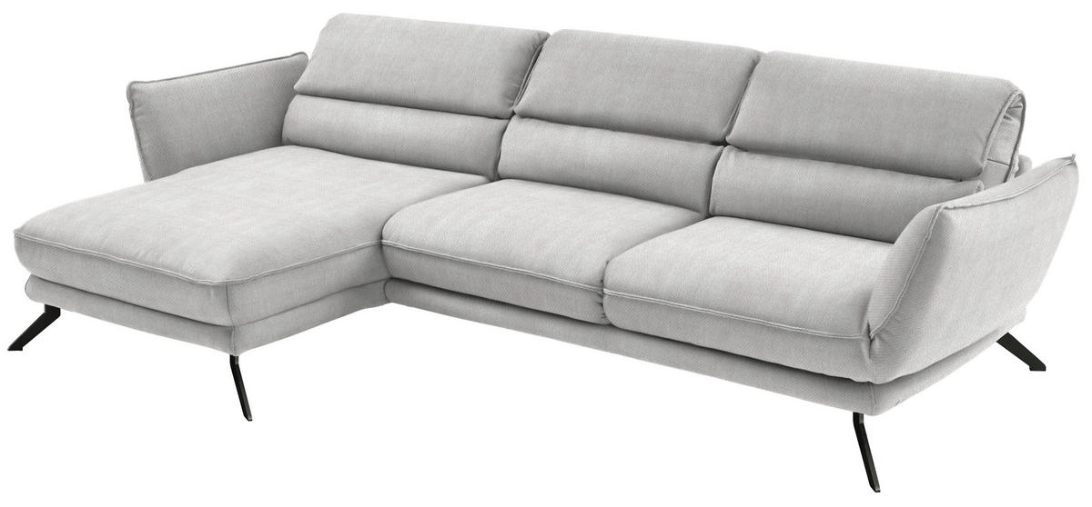 ECKSOFA in Velours Creme  153/283 cm  - Creme/Schwarz, Design, Textil/Metall (153/283cm) - Valdera