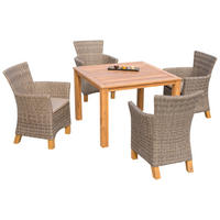 GARTENTISCHGRUPPE  - Naturfarben/Braun, ROMANTIK / LANDHAUS, Holz/Kunststoff - Ambia Garden