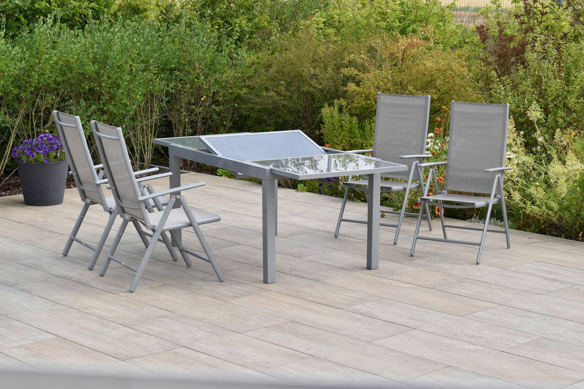 GARTENSET Aluminium  - Silberfarben/Braun, MODERN, Textil/Metall - Gardenson