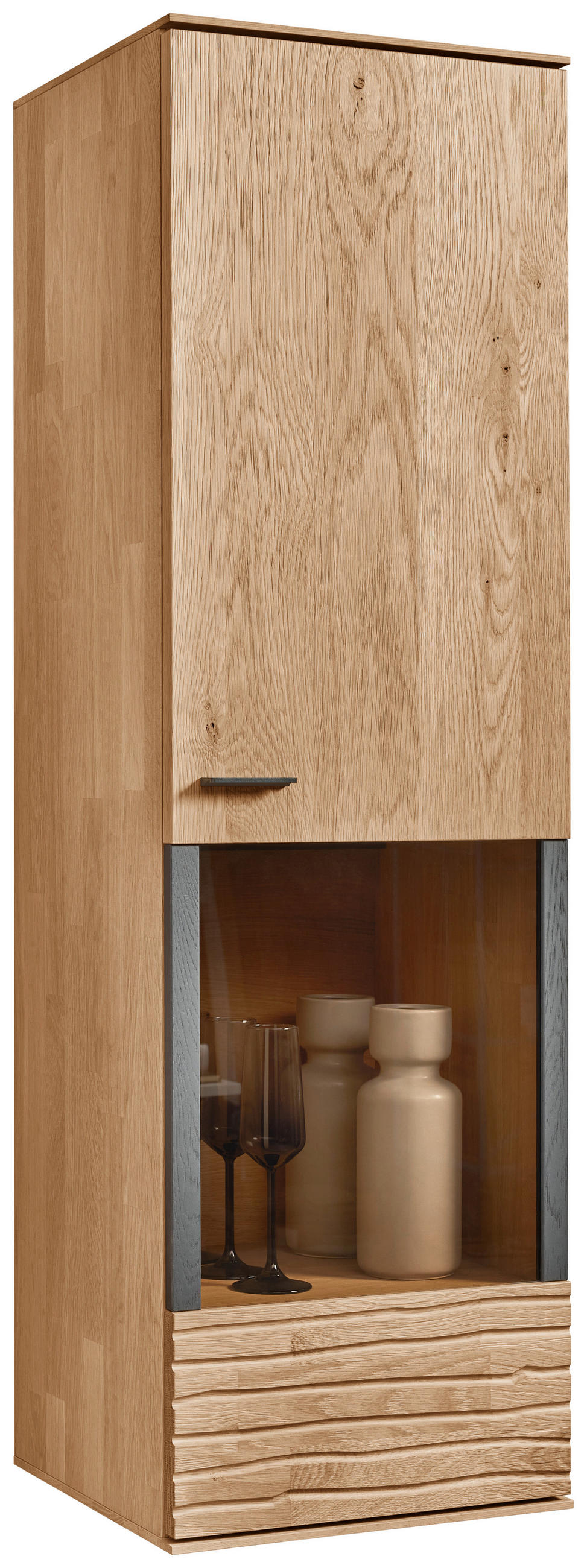 HÄNGEVITRINE in Eichefarben   - Eichefarben/Anthrazit, Natur, Glas/Holz (38/127/35cm) - Valnatura