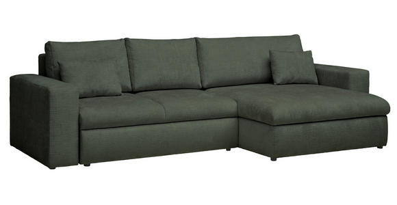 ECKSOFA Dunkelgrün Chenille  - Dunkelgrün/Schwarz, KONVENTIONELL, Kunststoff/Textil (292/150cm) - Hom`in