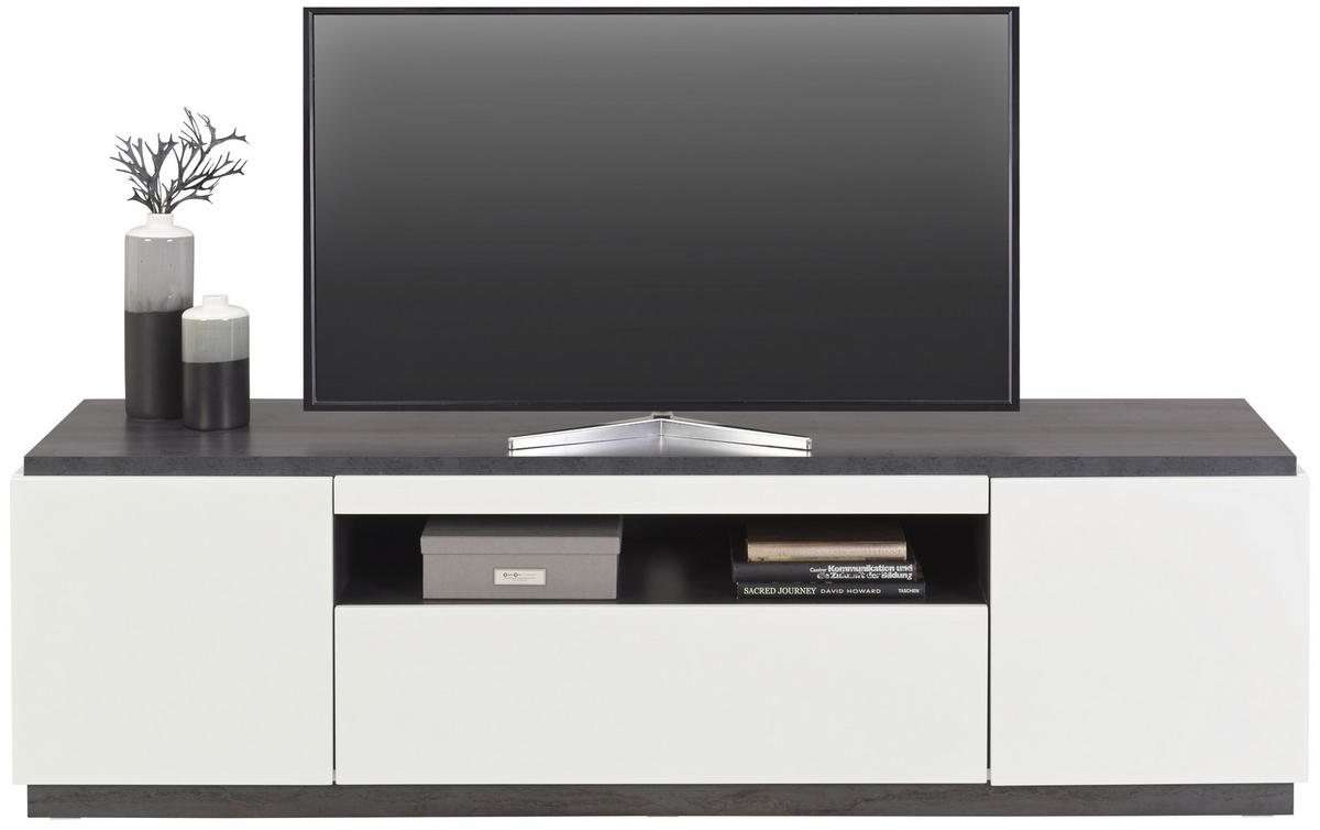 TV-ELEMENT bela, temno siva  - temno siva/bela, Design, leseni material (170/41,5/47cm) - Carryhome