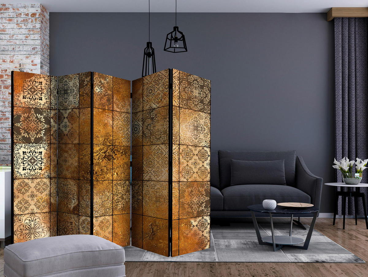 PARAVENT mit 5  Flügel - Beige/Braun, Basics, Holz/Kunststoff (225/172/3cm) - artgeist