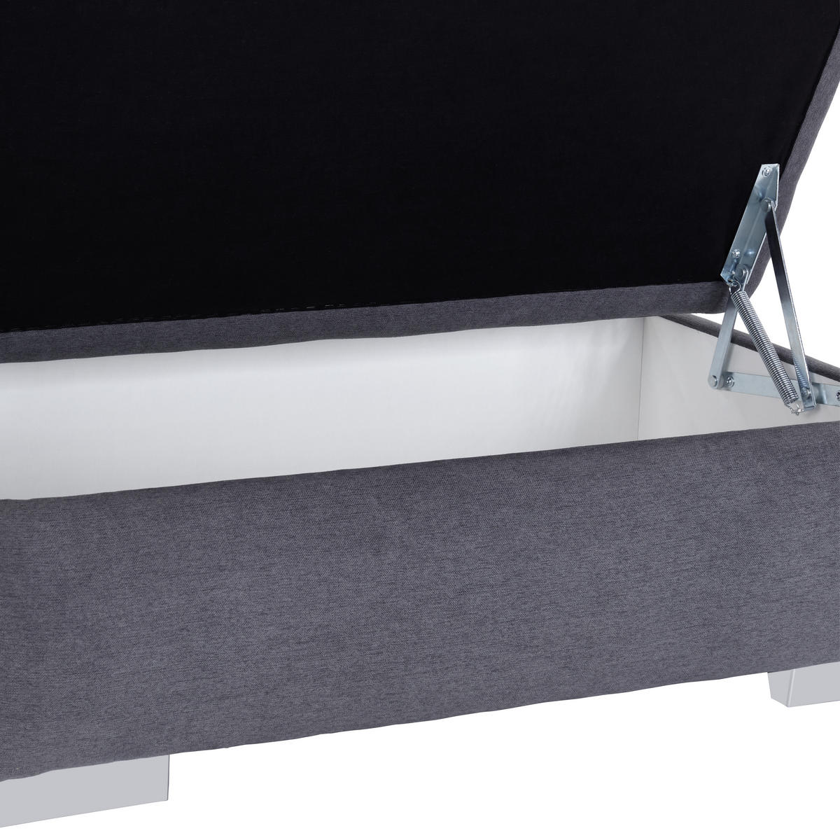 HOCKER in Textil Grau  - Chromfarben/Grau, Modern, Textil/Metall (129/47/64cm) - Livetastic