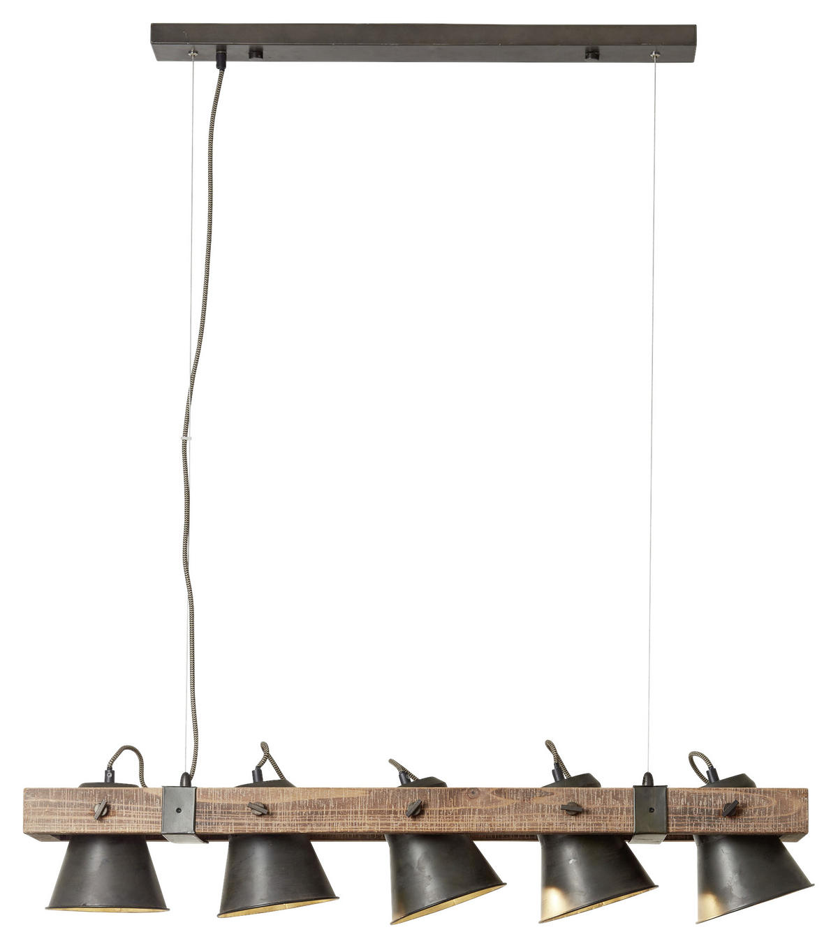 HÄNGELEUCHTE 95/20/115 cm    - Schwarz, Natur, Holz/Metall (95/20/115cm) - Brilliant