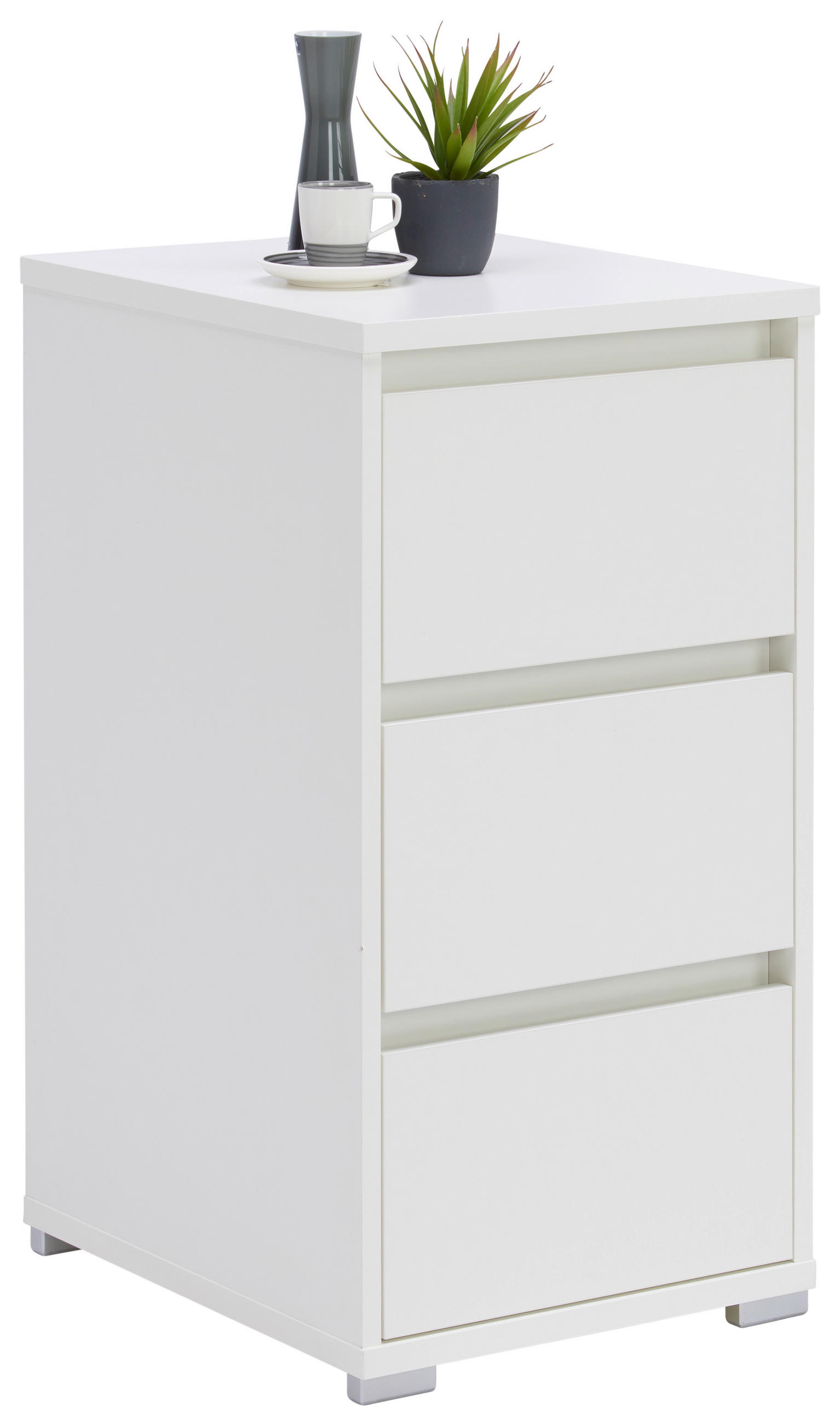 NACHTKÄSTCHEN 40/79/48 cm  in Weiß  - Alufarben/Weiß, Design, Holzwerkstoff/Kunststoff (40/79/48cm) - Carryhome
