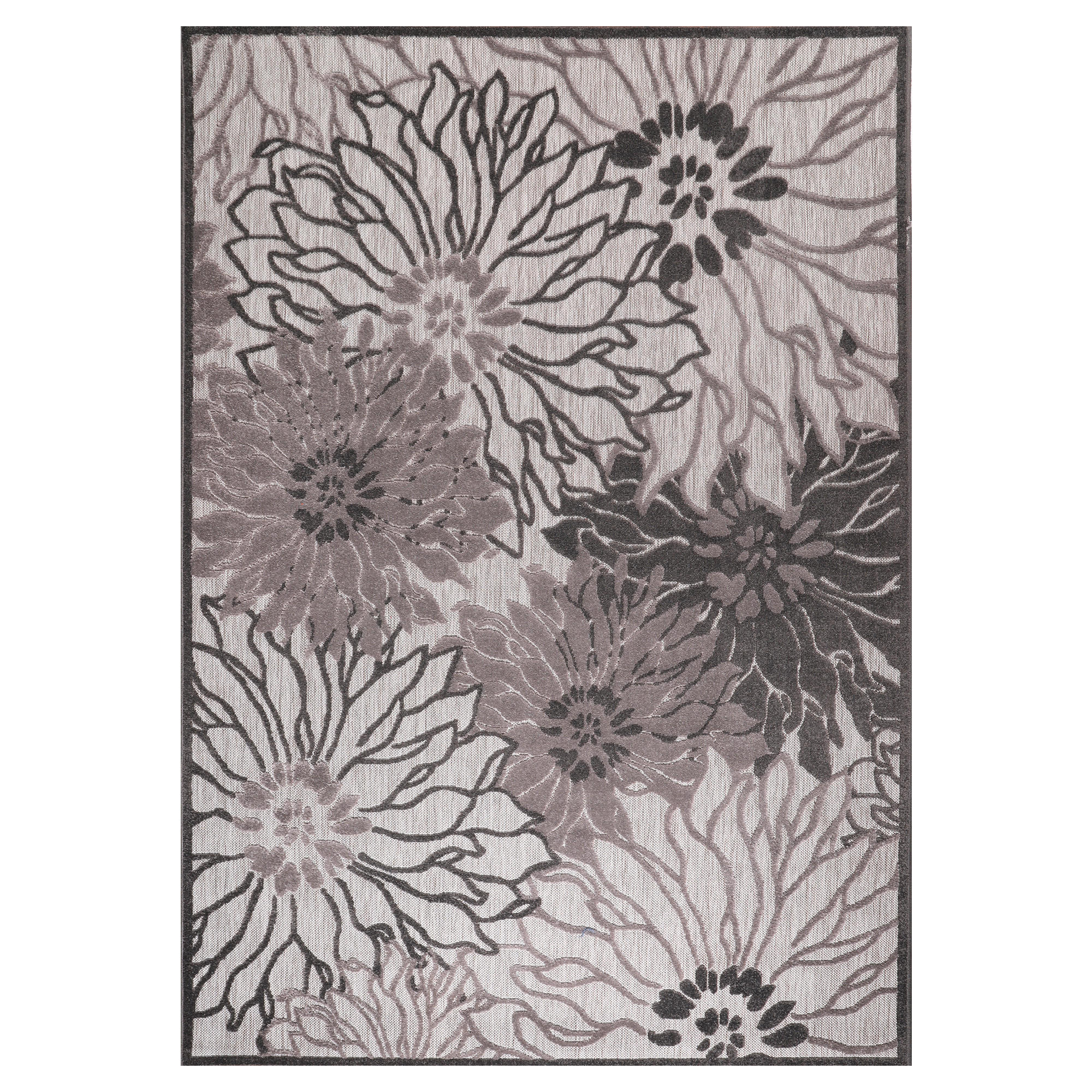 PREPROGA ZA ZUNANJO UPORABO Floral 120/170 cm tkano siva, svetlo siva - siva/svetlo siva, Trendi, umetna masa/tekstil (120/170cm)