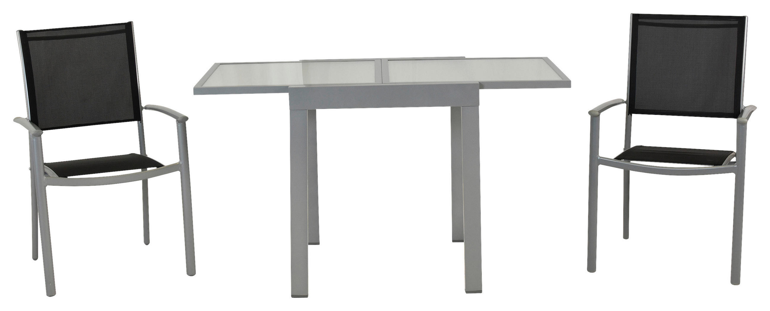 GARTENSET Aluminium  - Silberfarben/Schwarz, MODERN, Textil/Metall - Gardenson