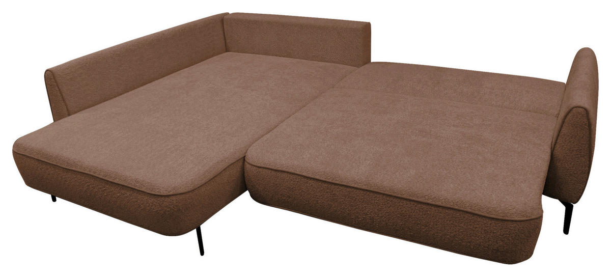 ECKSOFA in Bouclé Braun  - Creme/Schwarz, Design, Textil/Metall (204/273cm) - MID.YOU