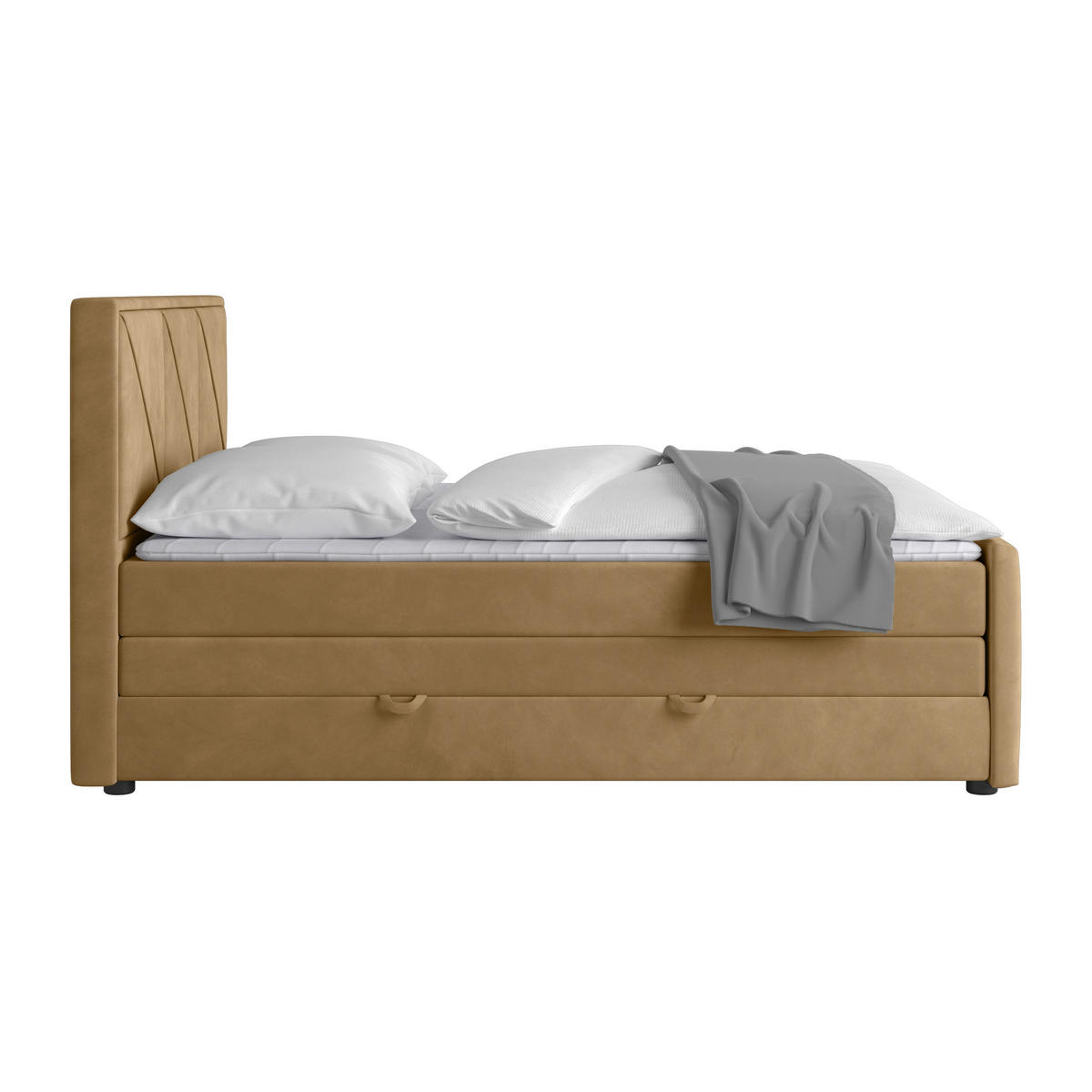 BOXSPRINGBETT 180/200 cm  in Beige  - Beige/Schwarz, MODERN, Holz/Kunststoff (180/200cm) - MID.YOU