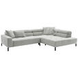 ECKSOFA in Feincord Hellgrau  - Hellgrau/Schwarz, KONVENTIONELL, Textil/Metall (311/219cm) - Hom`in