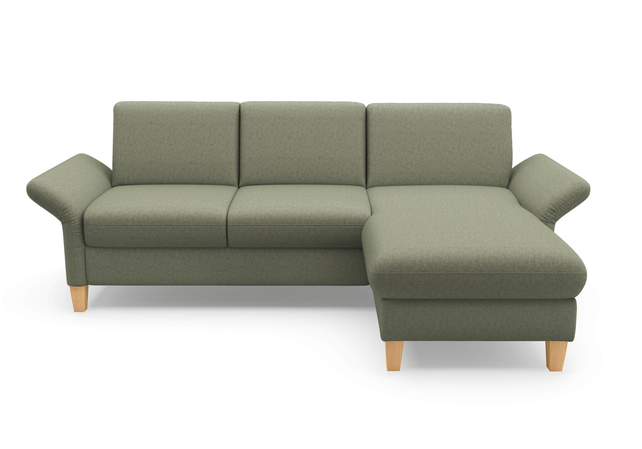 ECKSOFA ROCHELLE E Olivgrün Flachgewebe  - Eichefarben/Olivgrün, KONVENTIONELL, Holz/Textil (251/164cm) - Sit & More