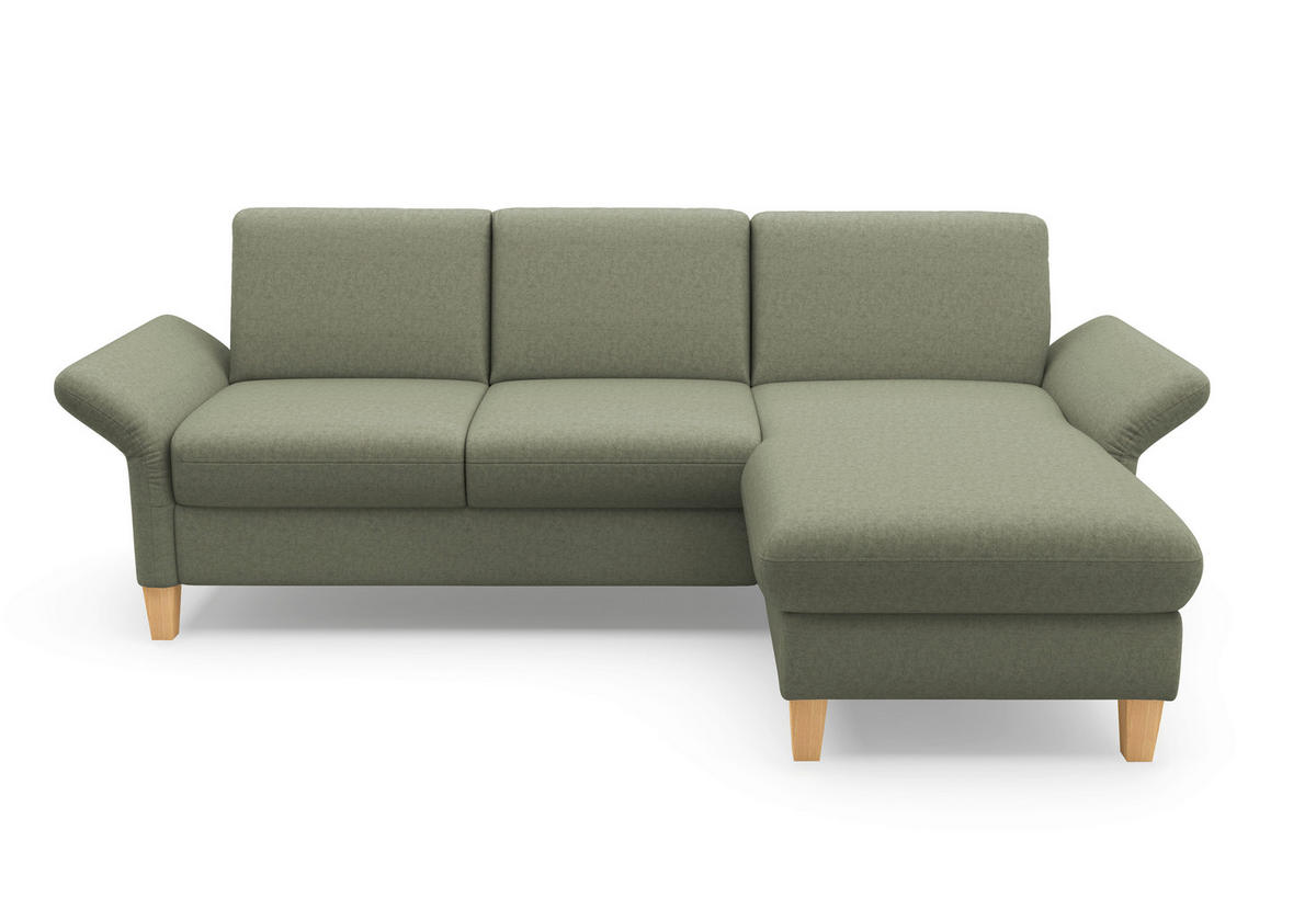 ECKSOFA ROCHELLE E Olivgrün Flachgewebe  - Eichefarben/Olivgrün, KONVENTIONELL, Holz/Textil (251/164cm) - Sit & More
