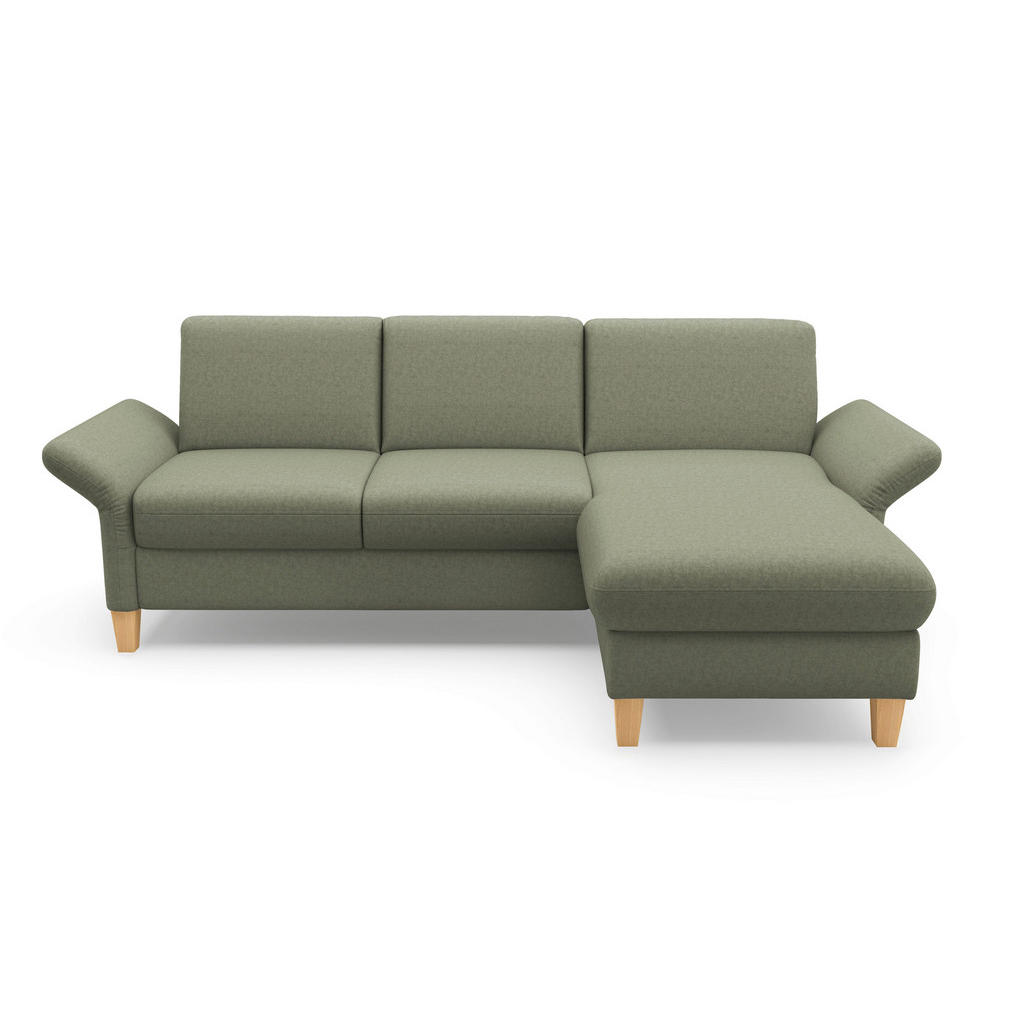 Thumbnail - Sit & More Ecksofa Rochelle E, Olivgrün, Textil, Buche, massiv, 4,5-Sitzer, Ottomane rechts, L-Form, 251x164 cm, Goldene...