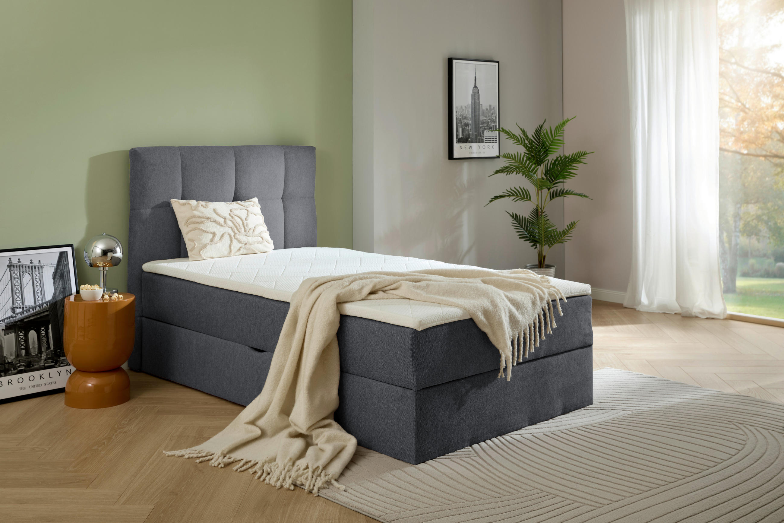 BOXBETT 120/200 cm  in Dunkelgrau  - Dunkelgrau, KONVENTIONELL, Textil (120/200cm) - Boxxx