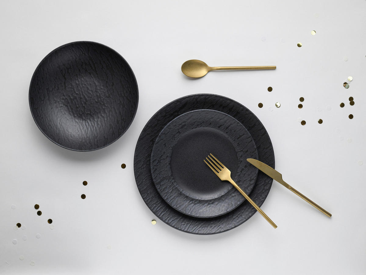 TAFELSERVICE Schwarz 12-teilig  - Schwarz, MODERN, Keramik (43/40/37cm) - Creatable