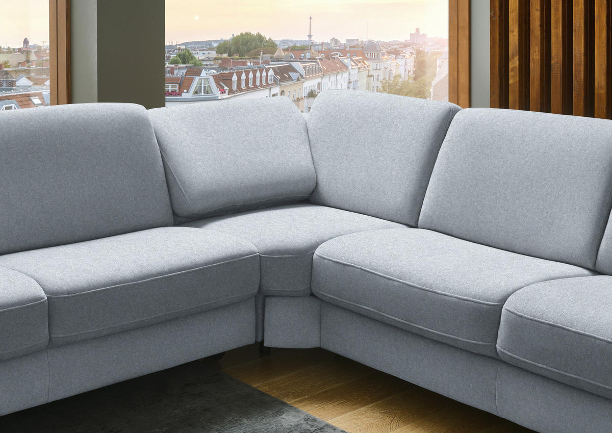 ECKSOFA in Chenille Grau  278/278 cm  - Schwarz/Grau, Design, Textil/Metall (278/278cm) - Valdera