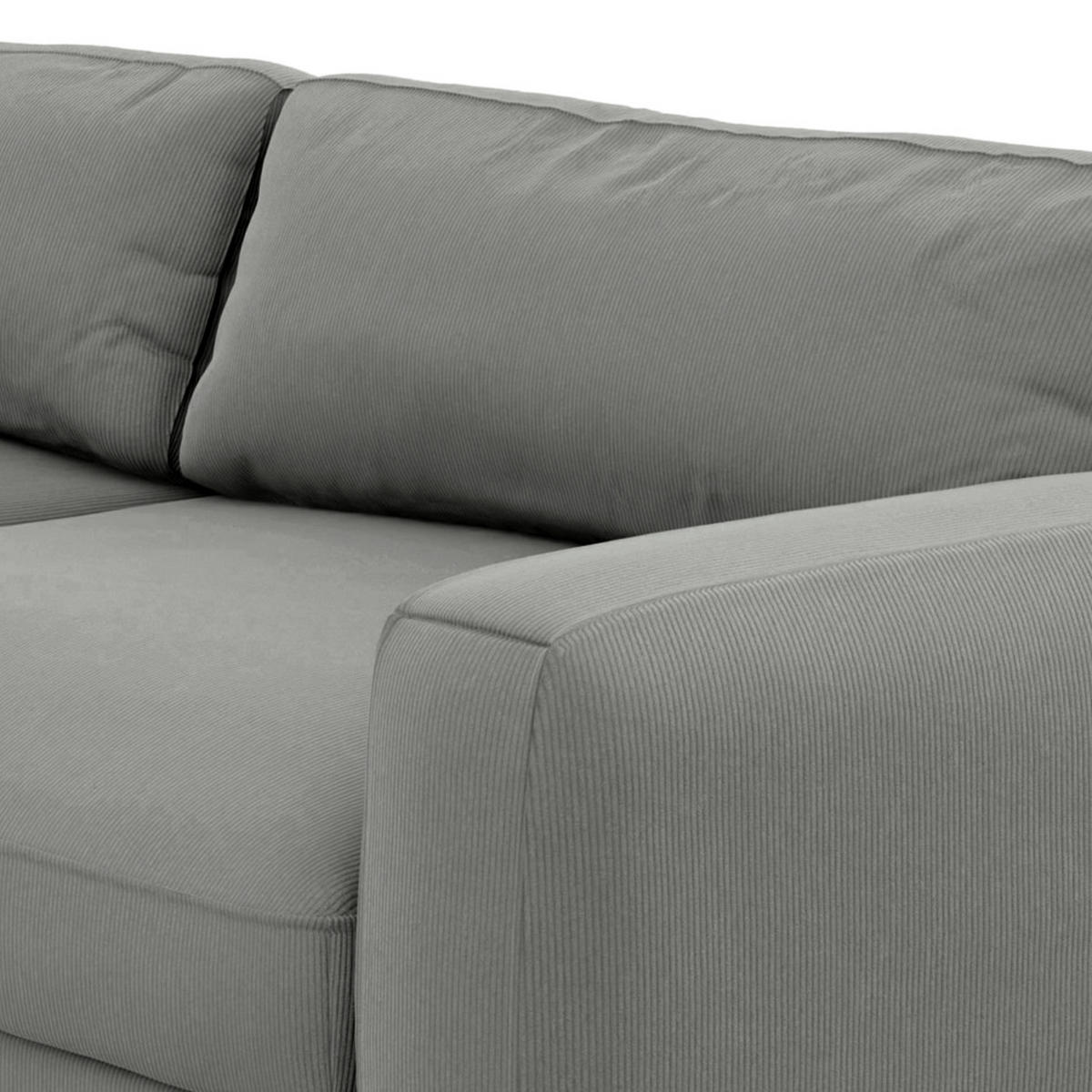 BIGSOFA in Cord Dunkelgrau  - Dunkelgrau/Schwarz, Modern, Kunststoff/Textil (264/84/125cm) - Trendmanufaktur