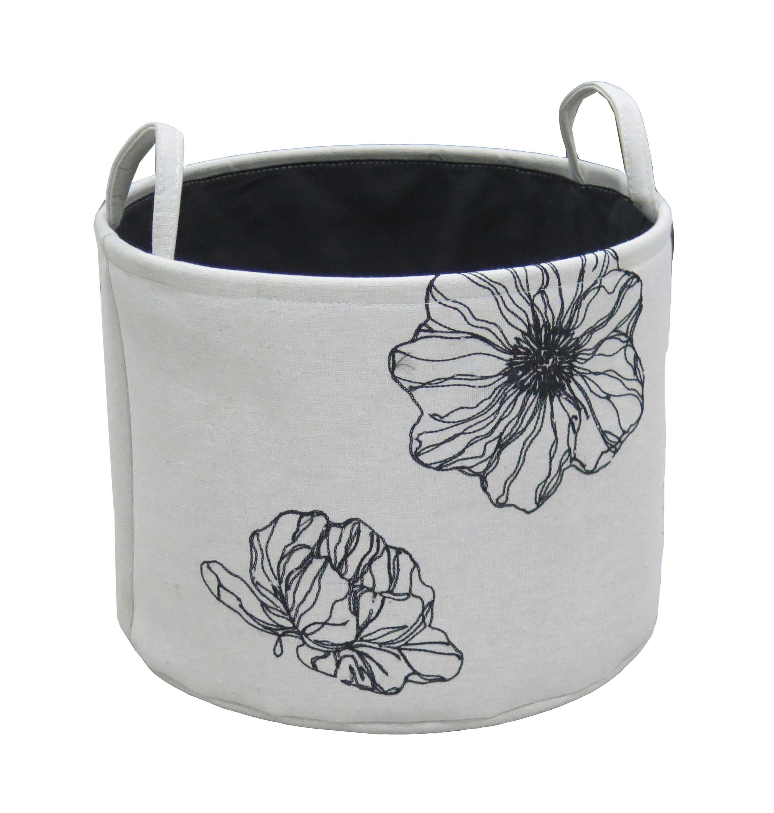 ÚLOŽNÝ KOŠÍK, kov, plast, textil - čierna/biela, Basics, kov/textil (31/23cm) - Ambia Home