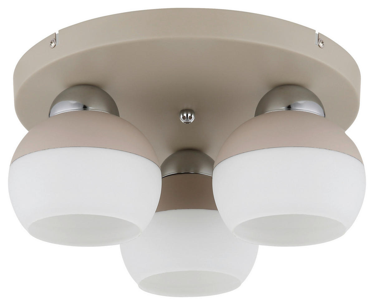 DECKENLEUCHTE  30/15,5 cm    - Sandfarben/Chromfarben, Trend, Glas/Metall (30/15,5cm) - Collet's Monde