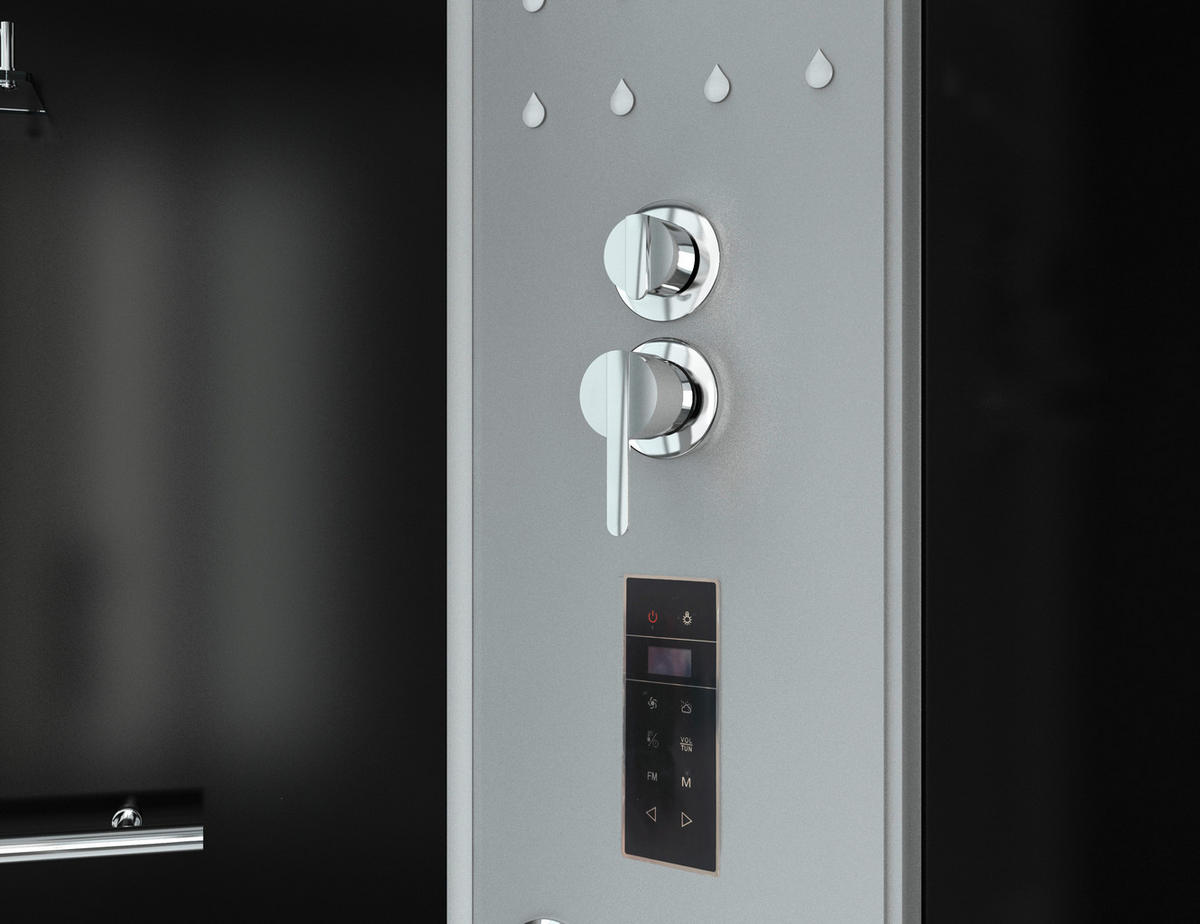 DAMPFDUSCHE 120/120/227 cm  in  - Schwarz/Weiß, Basics, Glas (120/120/227cm) - Sanotechnik