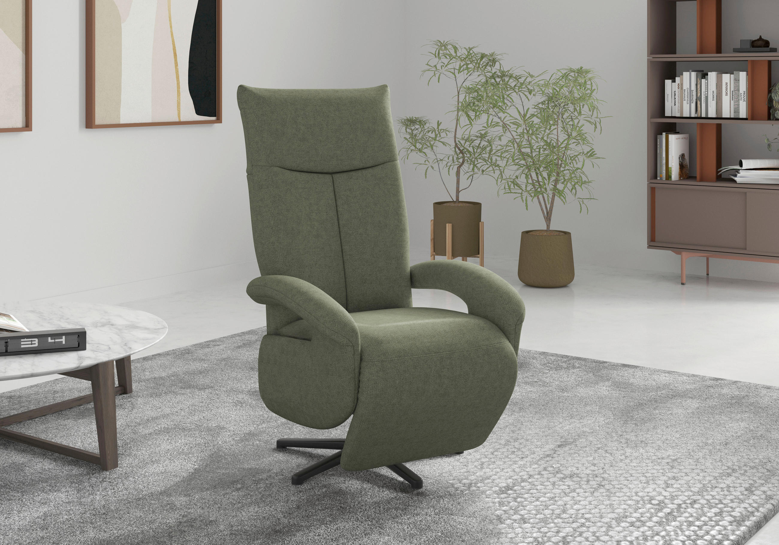SESSEL in Flachgewebe Olivgrün  - Schwarz/Olivgrün, Modern, Textil/Metall (74/112/82cm) - Sit & More