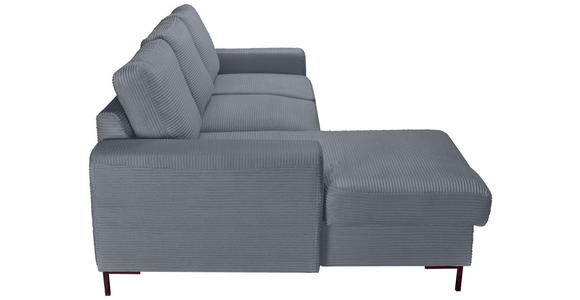 ECKSOFA Dunkelgrau Cord  - Dunkelgrau/Schwarz, KONVENTIONELL, Textil/Metall (150/240cm) - Carryhome