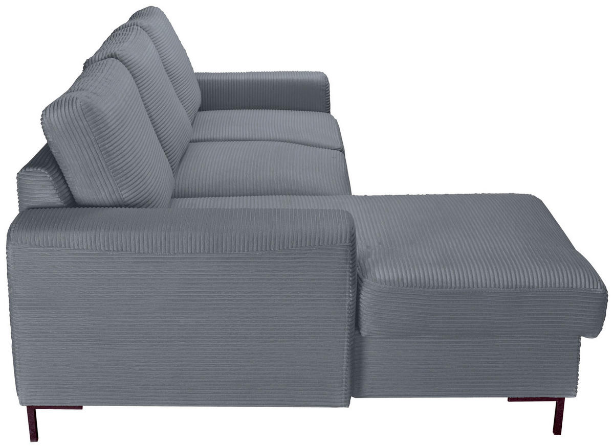 ECKSOFA Dunkelgrau Cord  - Dunkelgrau/Schwarz, KONVENTIONELL, Textil/Metall (150/240cm) - Carryhome