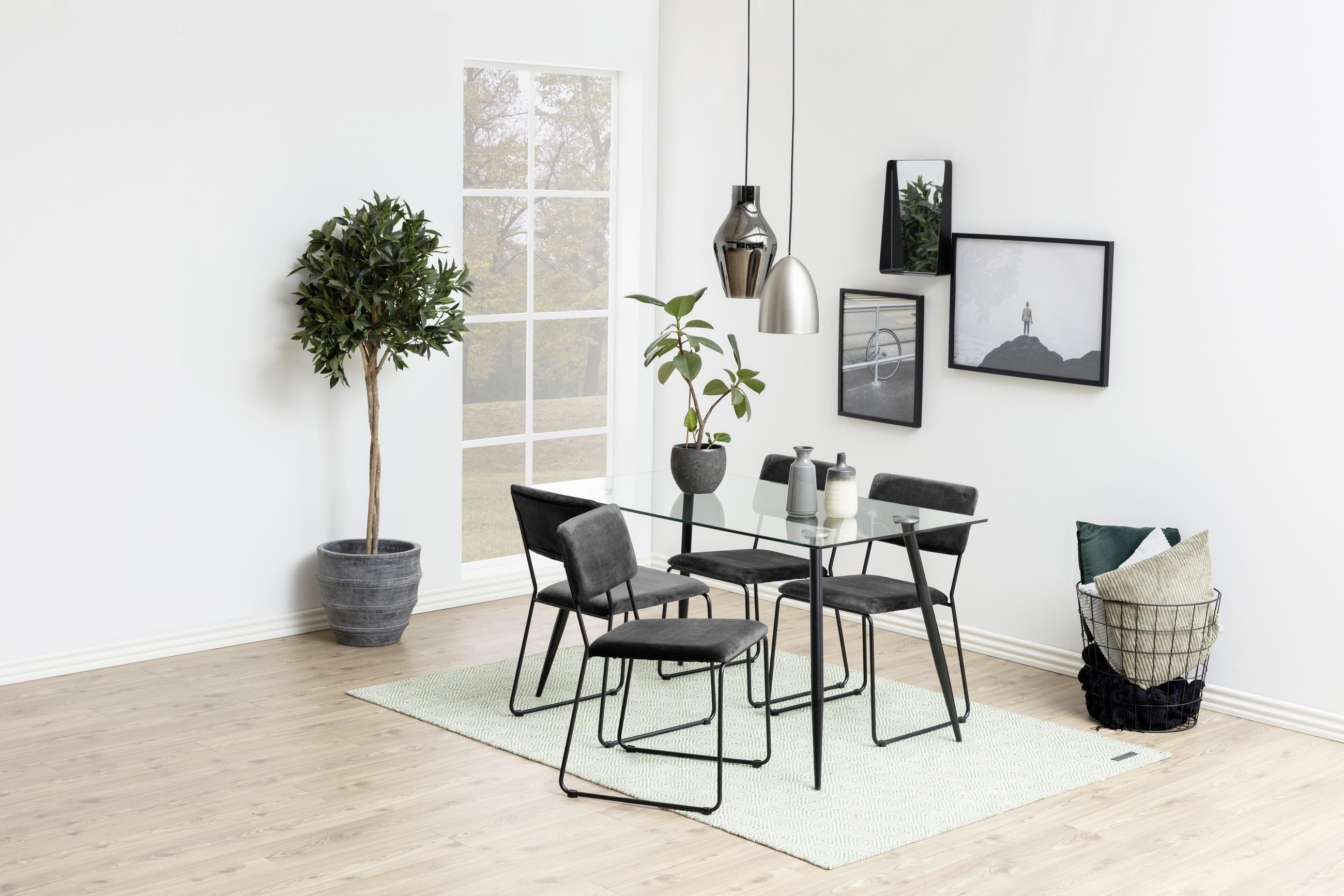 STOL sammet  - mörkgrå/svart, Klassisk, metall/textil (50/80/53,5cm) - Hom`in