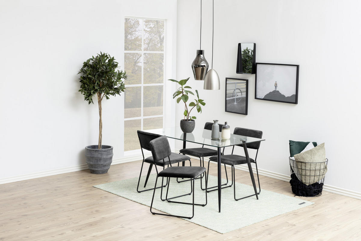 STUHL  in Samt Textil  - Dunkelgrau/Schwarz, KONVENTIONELL, Textil/Metall (50/80/53,5cm) - Carryhome