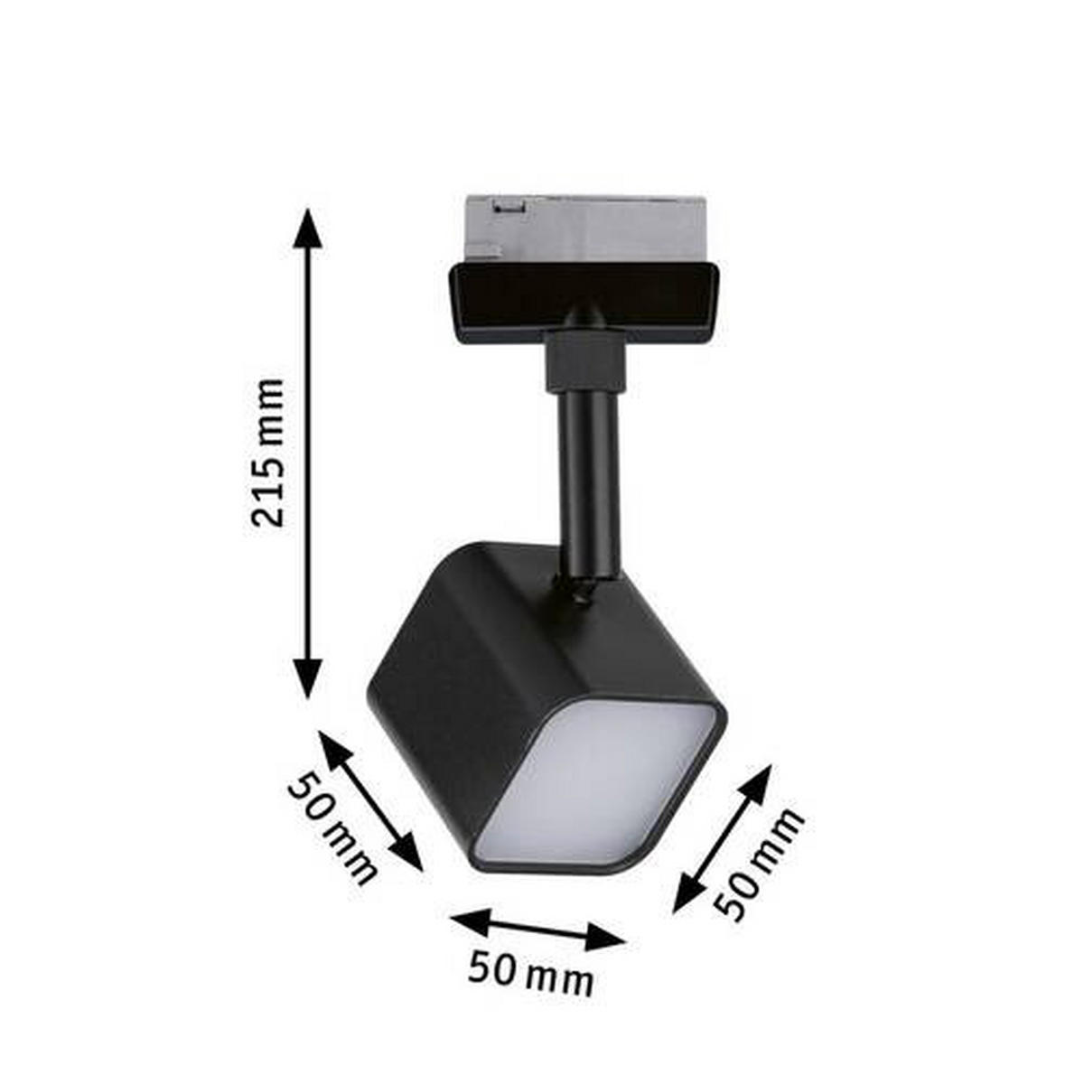 SCHIENENSYSTEM-STRAHLER - Schwarz, Design, Glas/Metall (14/5/5cm) - Paulmann