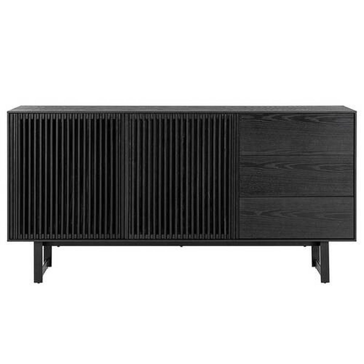 ŠIROKÁ KOMODA, dub, jaseň, čierna, 160/80/40 cm - čierna, Design, kov/drevo (160/80/40cm) - home24
