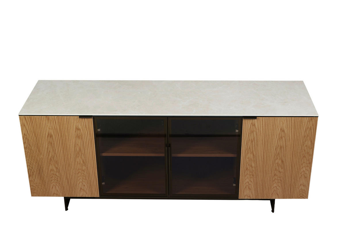 SIDEBOARD  200/77/50 cm  - Eichefarben/Beige, Design, Glas/Keramik (200/77/50cm) - Dieter Knoll