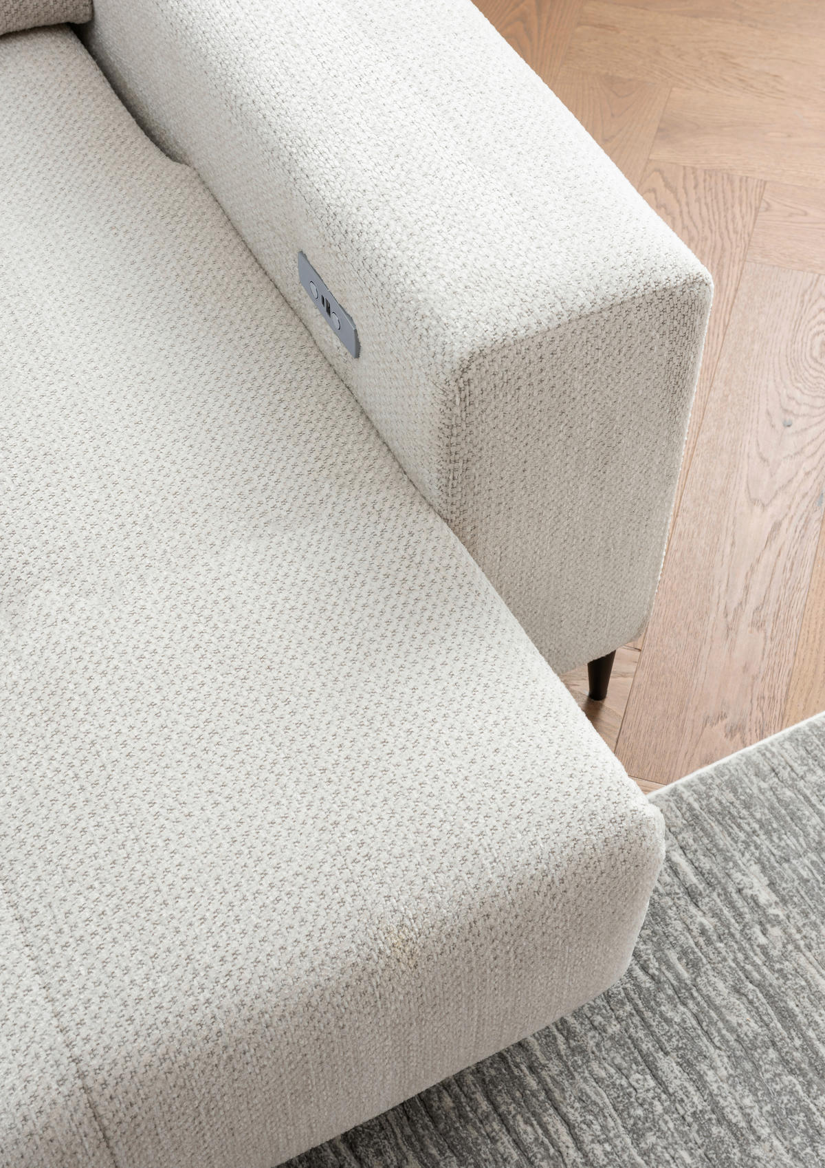 ECKSOFA ORIO Naturfarben Chenille Zierkissen, Kopfteilverstellung, Sitzvorzug  - Schwarz/Naturfarben, Basics, Textil/Metall (183/250cm) - Livetastic