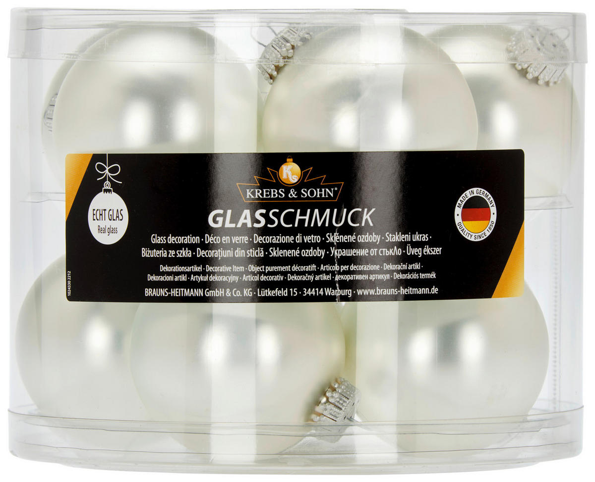 JULGRANSKULOR SET 7 cm 10 delar  - silver, Klassisk, glas (7cm)