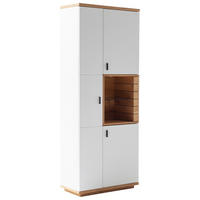VITRINE  in furniert Wildeiche Weiß, Wildeiche - Wildeiche/Anthrazit, Design, Glas/Holz (80/202/37cm) - Novel